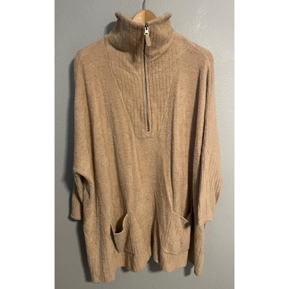 Barefoot Dreams Beige Half-Zip Cozy Sweater